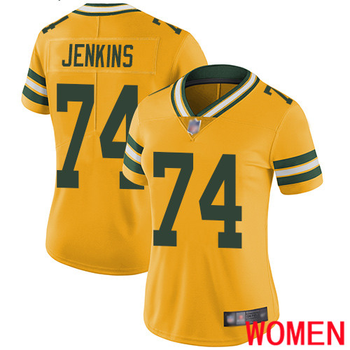 Green Bay Packers Limited Gold Women #74 Jenkins Elgton Jersey Nike NFL Rush Vapor Untouchable->green bay packers->NFL Jersey